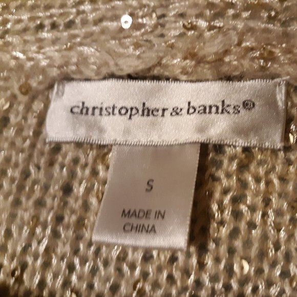 Christopher Banks Glittery  Gold Holiday Sweater - Picture 5 of 10